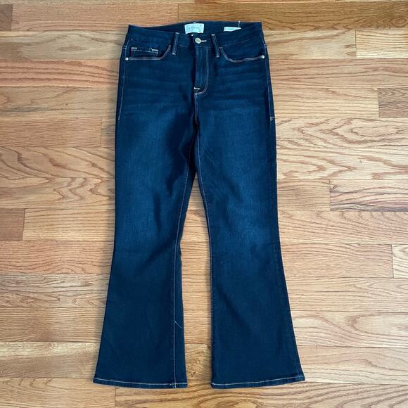 Frame Le Crop Mini Bootcut Jeans Womens 28 Blue Cabana Denim Stretch Casual Chic - Picture 1 of 12